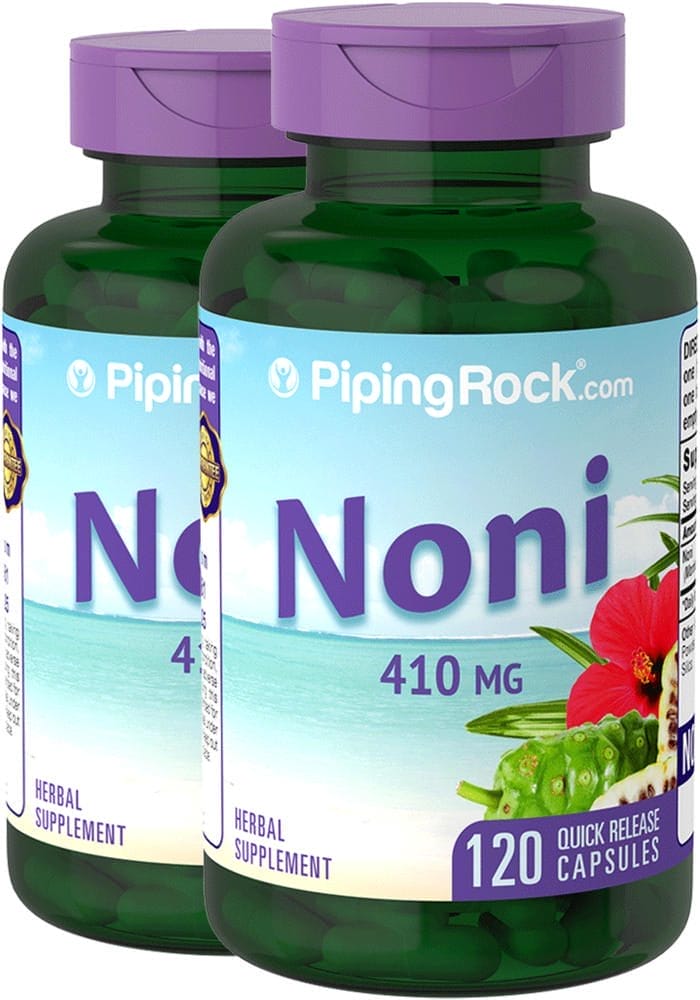 Noni (tahitiano) , 410 mg, 120 Cápsulas de liberación rápida, 2 Botellas/Frascos