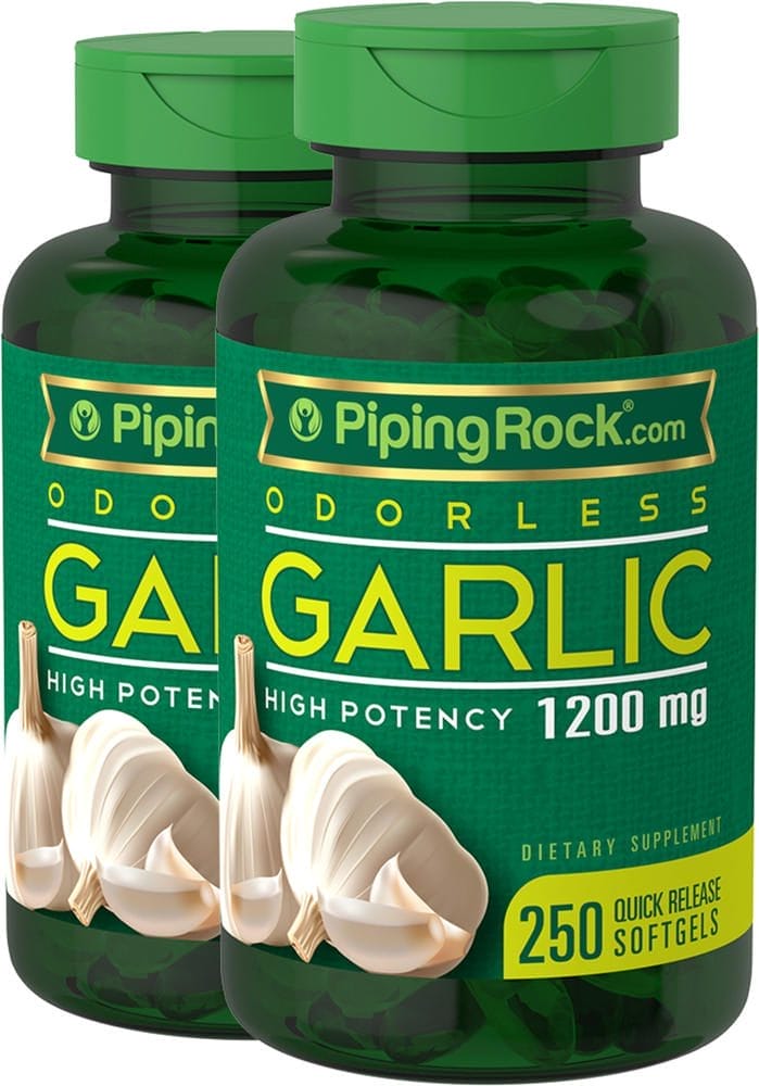Ajo inodoro , 1200 mg, 250 Cápsulas blandas de liberación rápida, 2 Botellas/Frascos