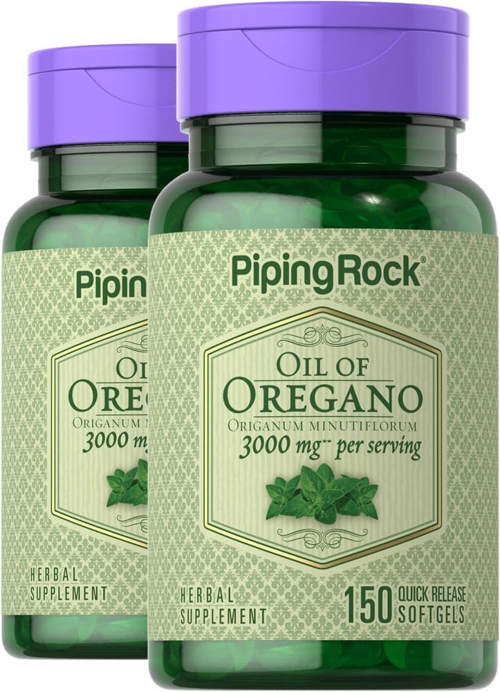 Aceite de orégano , 3000 mg (por porción), 150 Cápsulas blandas de liberación rápida, 2 Botellas/Frascos