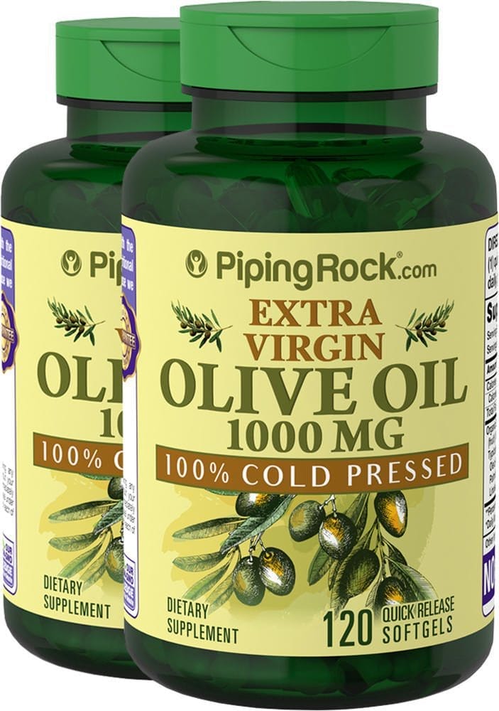 Aceite de oliva, 1000 mg, 120 Cápsulas blandas de liberación rápida, 2 Botellas/Frascos