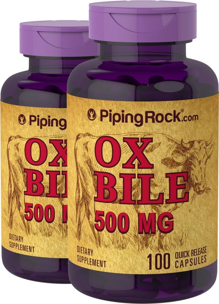 Hiel de buey , 500 mg, 100 Cápsulas de liberación rápida, 2 Botellas/Frascos