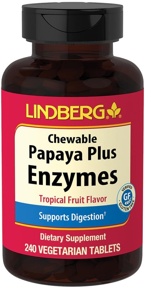 Comprimidos masticables de enzimas Papaya Plus (Tropical Fruit), 240 Tabletas vegetarianas