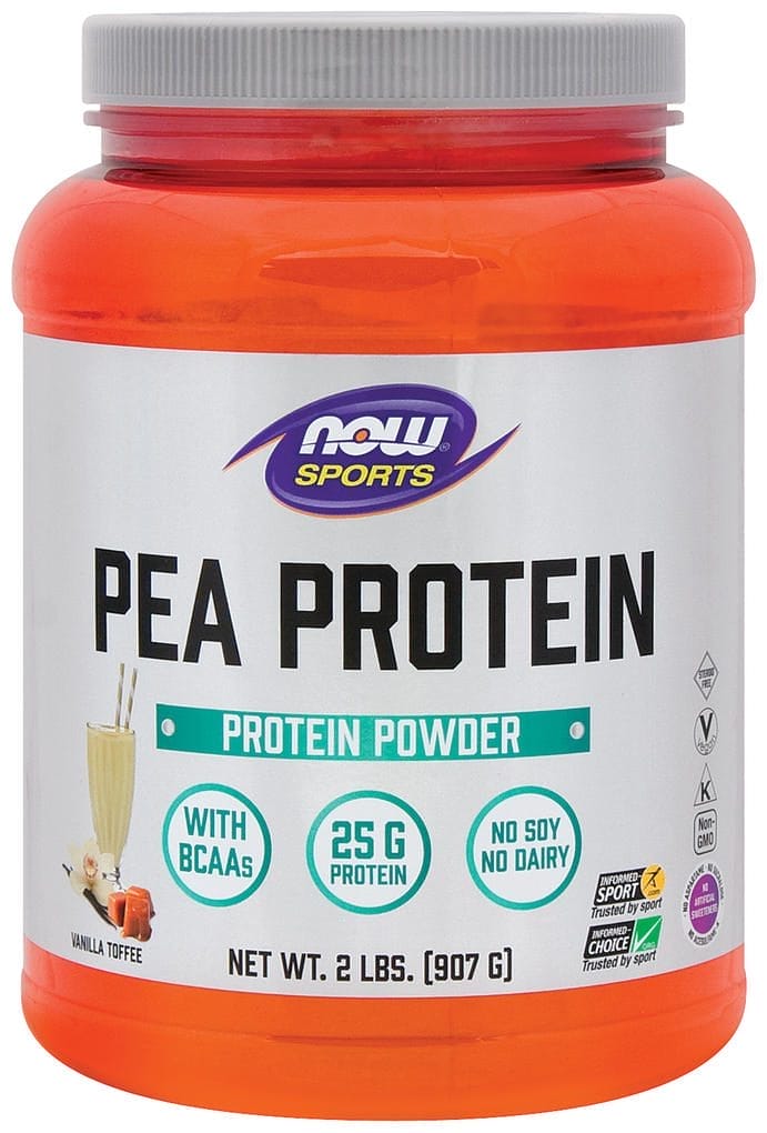 Proteína de guisante en polvo (sabor a vainilla y tofe), 2 lbs (907 g) Botella/Frasco