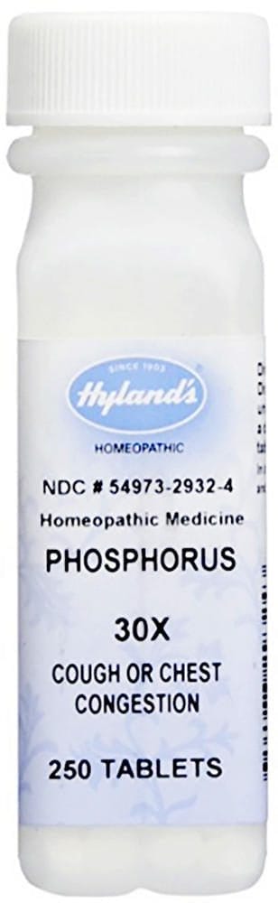 Fósforo 30X Homeopatía para el catarro y congestión de pecho, 250 Tabletas