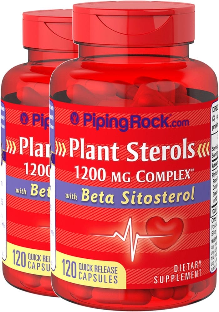 Complejo de esteroles vegetalescon beta-sitosterol 1200 mg (por dosis), 120 Cápsulas de liberación rápida, 2 Botellas/Frascos