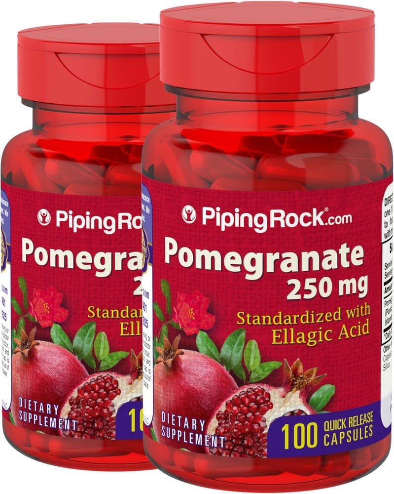 Extracto de granada (estandarizado), 250 mg, 100 Cápsulas de liberación rápida, 2 Botellas/Frascos
