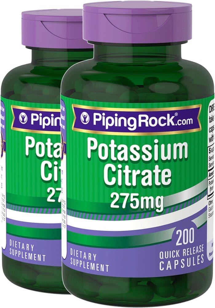 Citrato de potasio , 275 mg, 200 Cápsulas de liberación rápida, 2 Botellas/Frascos