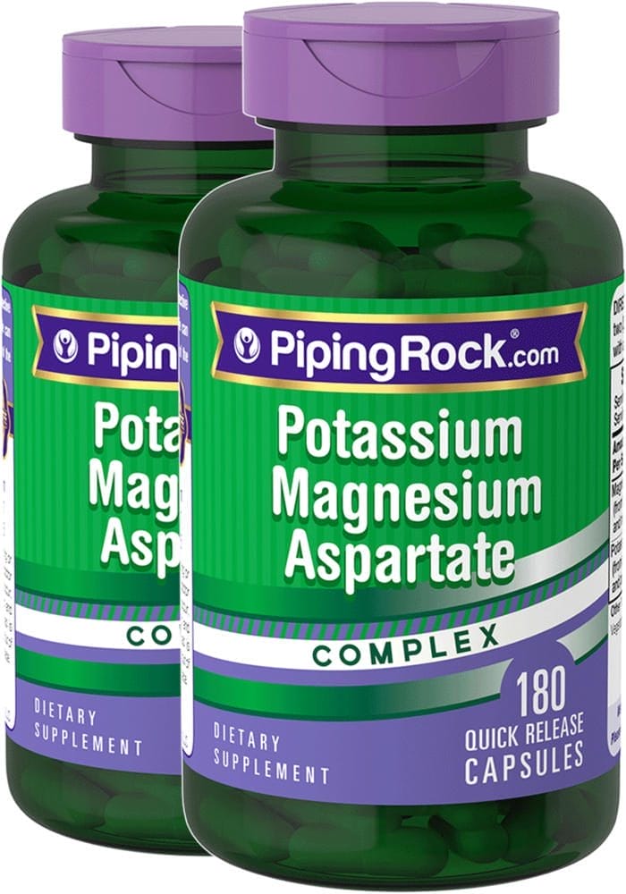 Completo de aspartato de potasio y magnesio, 99 mg/180 mg potency_units.unit.44, 180 Cápsulas de liberación rápida, 2 Botellas/Frascos