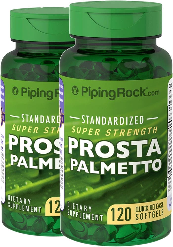 Prosta Palmetto - Fuerza total, 120 Cápsulas blandas de liberación rápida, 2 Botellas/Frascos