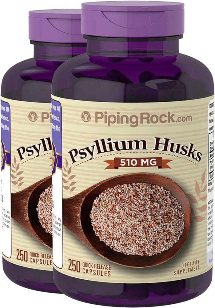 Cáscaras de psyllium , 510 mg, 250 Cápsulas de liberación rápida, 2 Botellas/Frascos