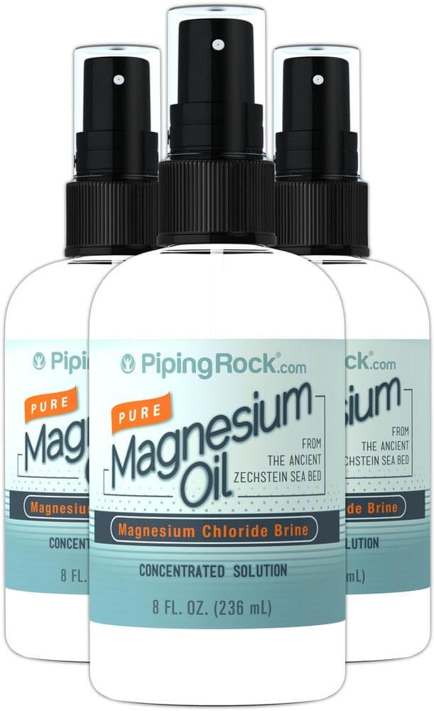 Aceite de magnesio puro, 8 fl oz (237 mL) Frasco con aerosol, 3 Botellas con espray