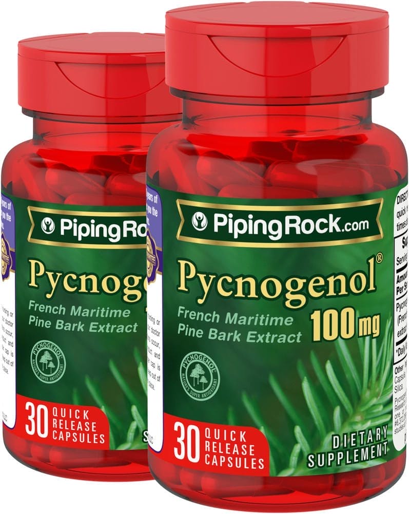 Pycnogenol , 100 mg, 30 Cápsulas de liberación rápida, 2 Botellas/Frascos