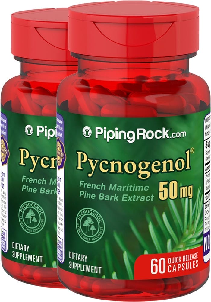 Pycnogenol , 50 mg, 60 Cápsulas de liberación rápida, 2 Botellas/Frascos