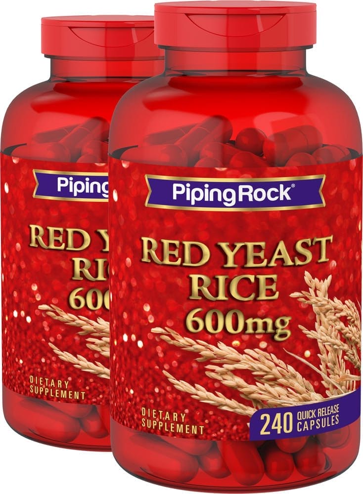 Arroz de levadura roja , 600 mg, 240 Cápsulas de liberación rápida, 2 Botellas/Frascos