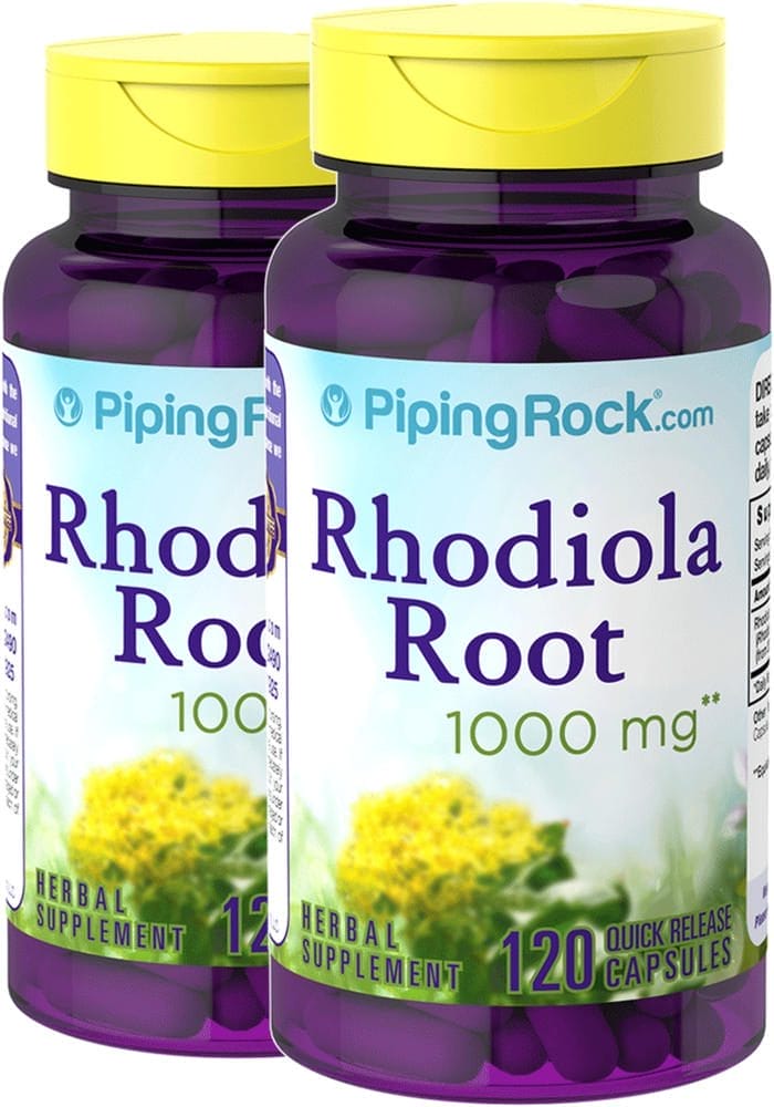 Rhodiola Rosea , 1000 mg, 120 Cápsulas de liberación rápida, 2 Botellas/Frascos