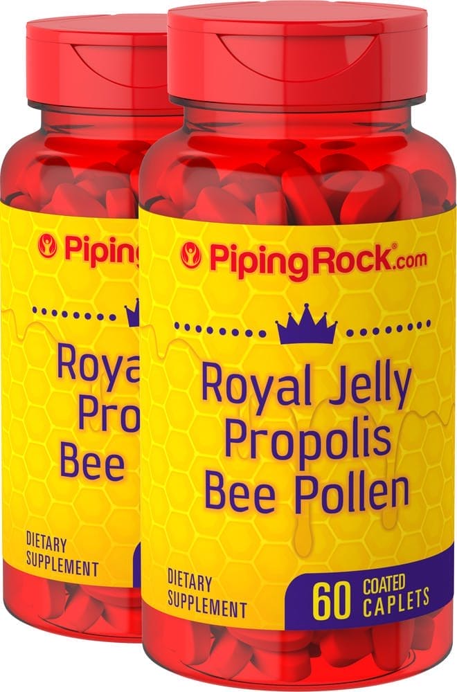 Jalea real, propóleo y polen de abeja, 60 Comprimidos recubiertos, 2 Botellas/Frascos