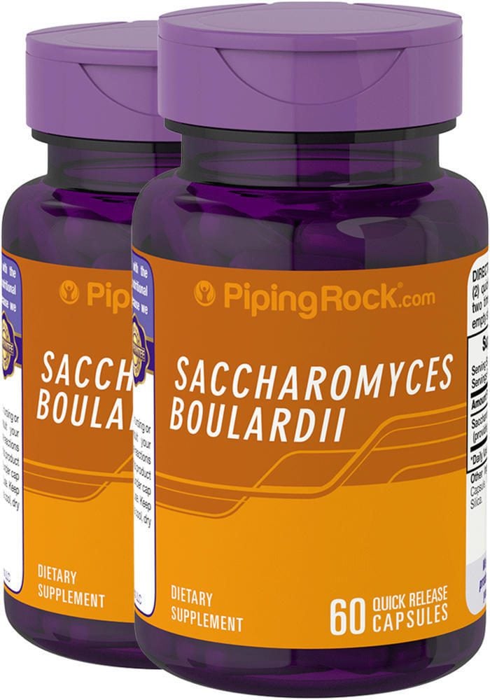 Saccharomyces Boulardii, 5 Mil millones CFU, 60 Cápsulas de liberación rápida, 2 Botellas/Frascos