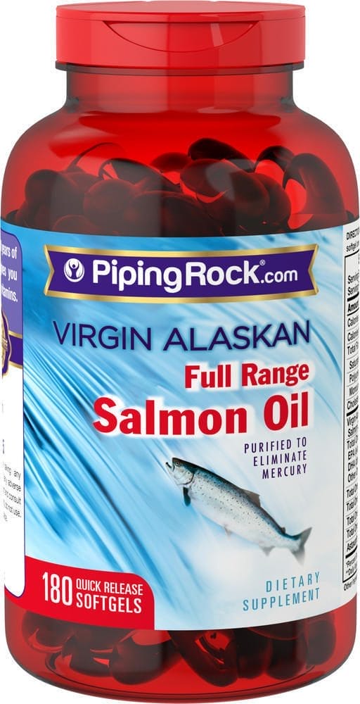 Aceite virgen de salmón de Alaska salvaje, 1000 mg - Gama completa, 180 Cápsulas blandas de liberación rápida
