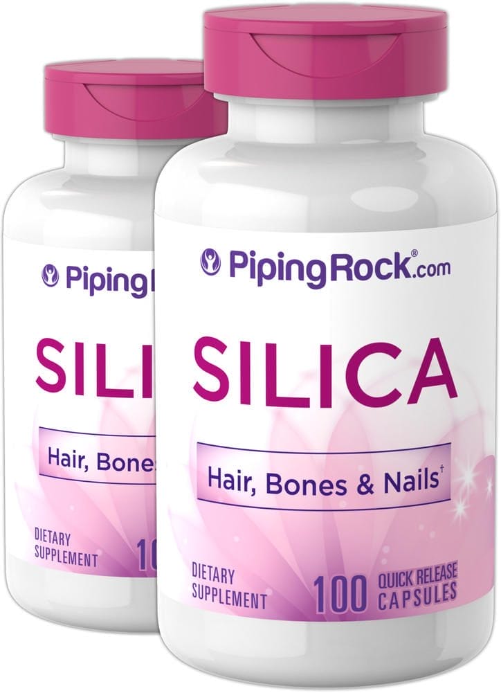 Silicio (cola de caballo), 500 mg, 100 Cápsulas de liberación rápida, 2 Botellas/Frascos