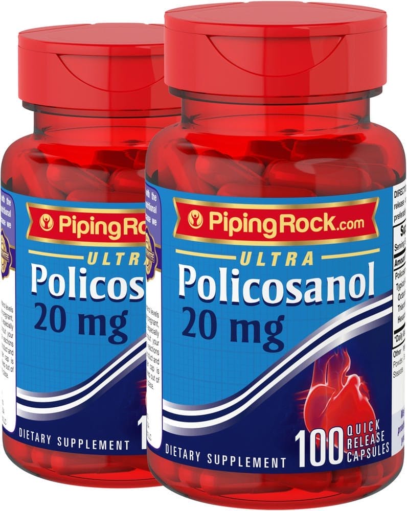 Policosanol Ultra , 20 mg, 100 Cápsulas de liberación rápida, 2 Botellas/Frascos