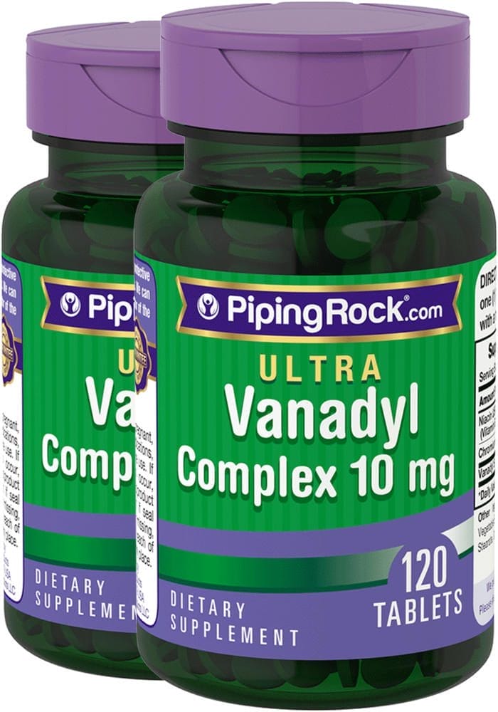 Complejo de Vanadyl Ultra (Vanadio) , 10 mg, 120 Tabletas, 2 Botellas/Frascos