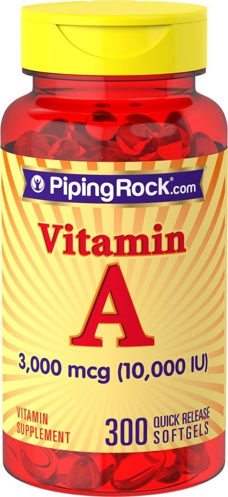 Vitamina A , 10,000 IU, 300 Cápsulas blandas de liberación rápida