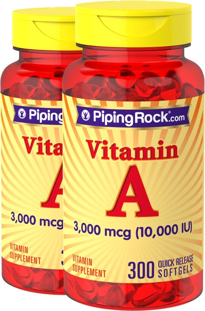 Vitamina A , 10,000 IU, 300 Cápsulas blandas de liberación rápida, 2 Botellas/Frascos
