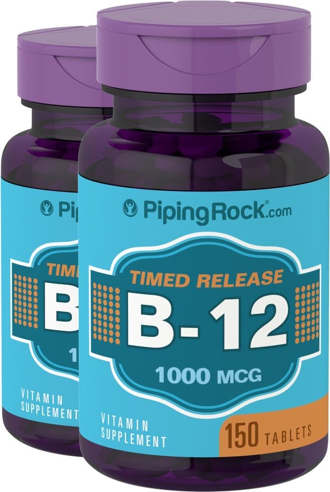 Vitamina B-12 de acción prolongada , 1000 mcg, 150 Tabletas, 2 Botellas/Frascos