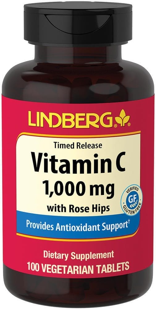Vitamina C (1000 mg) con escaramujo (liberación lenta), 100 Tabletas vegetarianas
