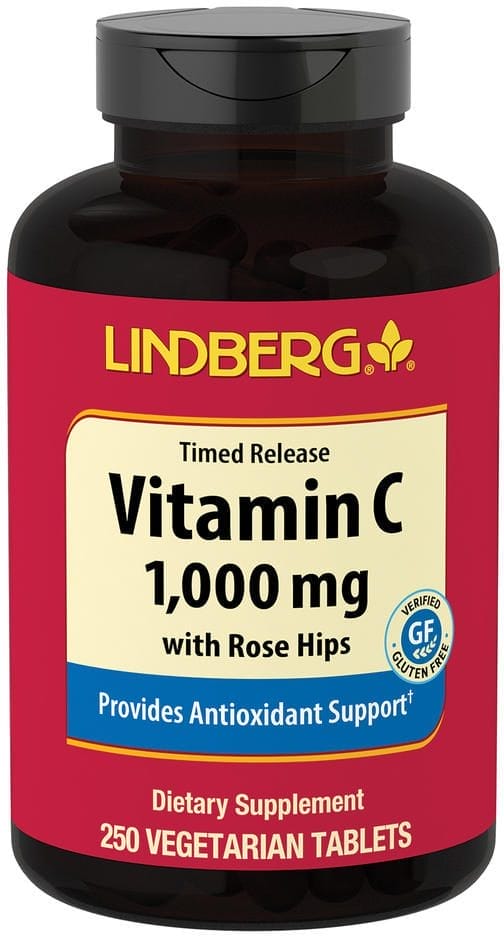 Vitamina C (1000 mg) con escaramujo (liberación lenta), 250 Tabletas vegetarianas