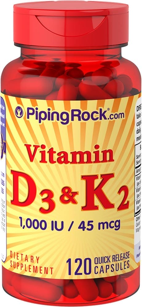 Vitamina D 3 y K 2, 45 mcg, 120 Cápsulas de liberación rápida