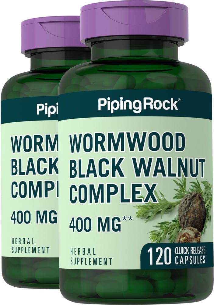 Complejo de ajenjo y nuez negra, 400 mg, 120 Cápsulas de liberación rápida, 2 Botellas/Frascos