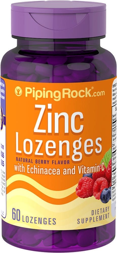 Pastillas de cinc con equinácea y vitamina C (sabor a mora natural), 60 Pastillas