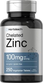 Horbaach Chelated Zinc, 100 mg, 250 tabletas