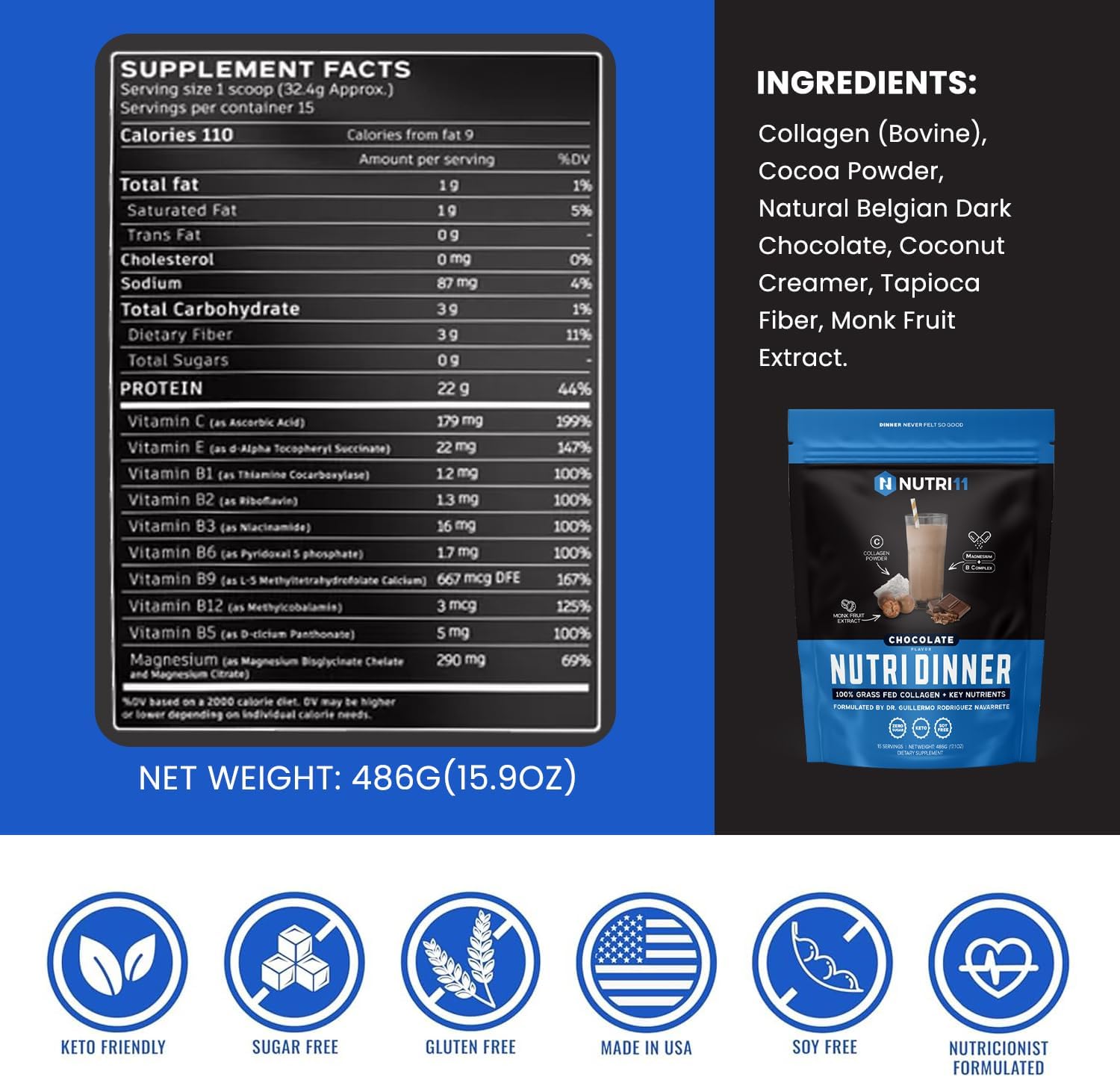 Nutridinner Chocolate 486gr - Imagen 7