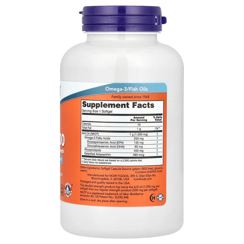 NOW Foods, Krill 1000, 120 Softgels - Imagen 2