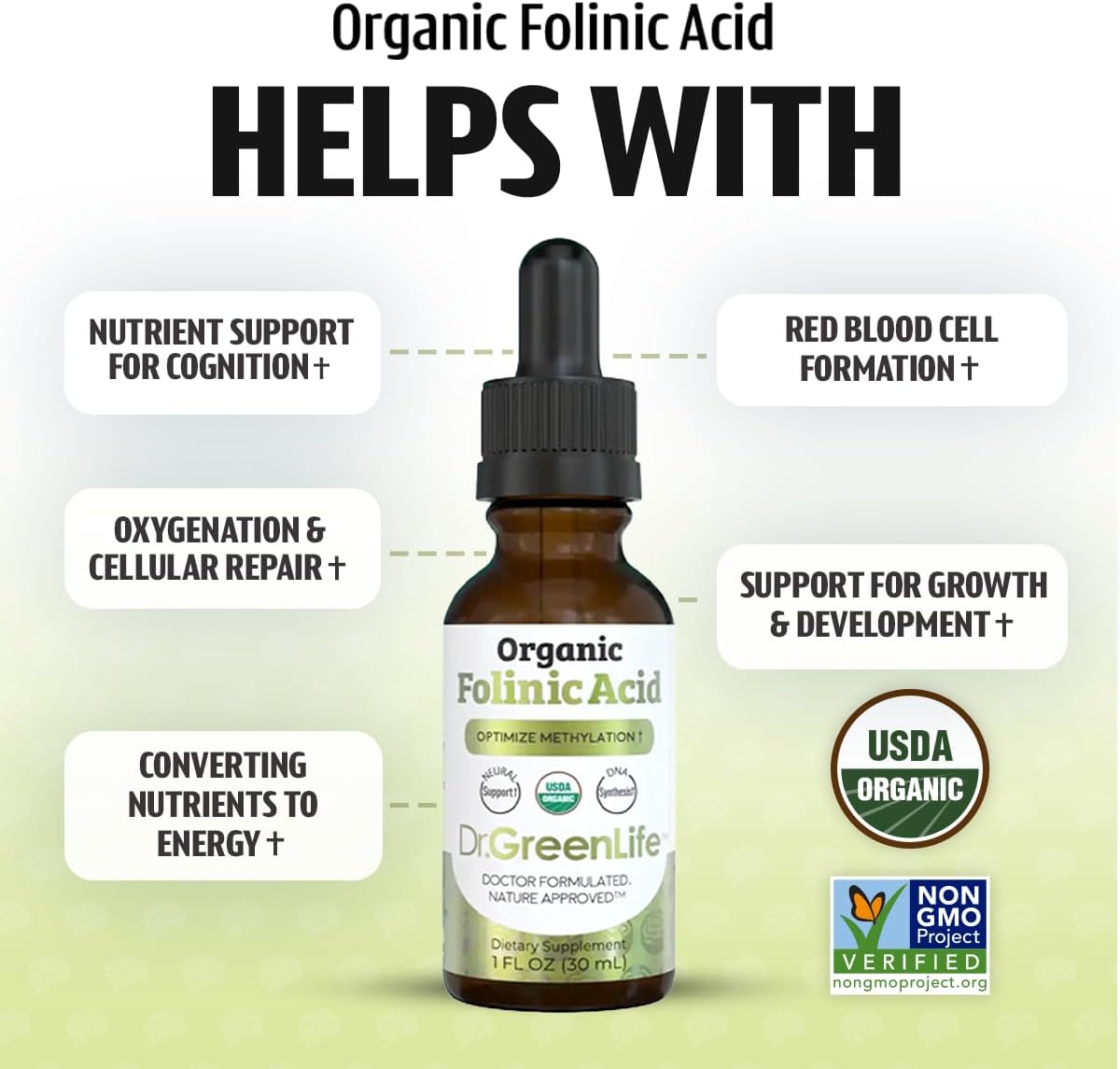 Dr. Green Mom USDA gotas de ácido folínico organico - 500 mcg - Imagen 4